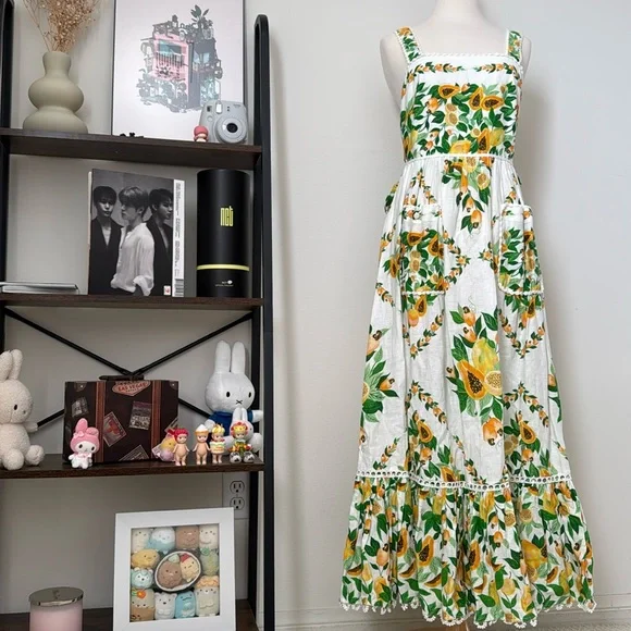 FARM Off-White Papaya Scarf Lenzing Ecovero Maxi Dress